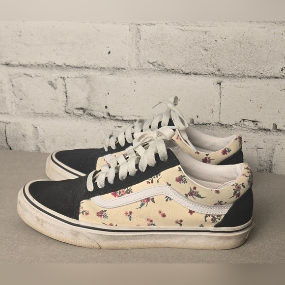 Vans Old Skool Ditsy Floral Sneakers Women’s 8 Black Cream Skate Shoes - Picture 3 of 11